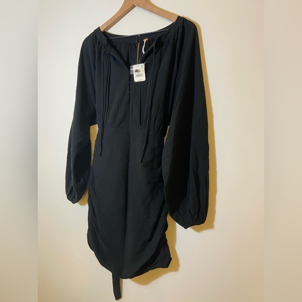 NWT FREE PEOPLE ENDLESS SUMMER Sz (S) THE ONLY ONE BLACK TIE BACK MINI DRESS - Picture 7 of 10